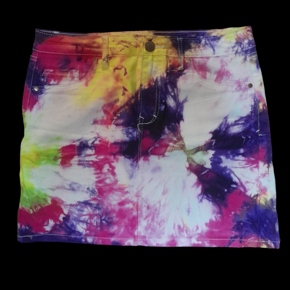 Hand Dyed Women's Denim Jean Skirt